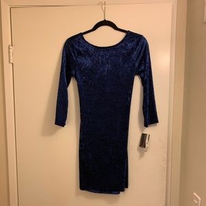 TeezeMe Velvet Blue Bodycon Dress with tags